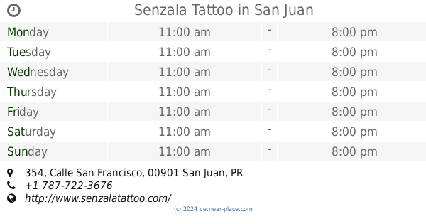 Opening Times 354 Calle San Francisco Tel 1 787 722 3676